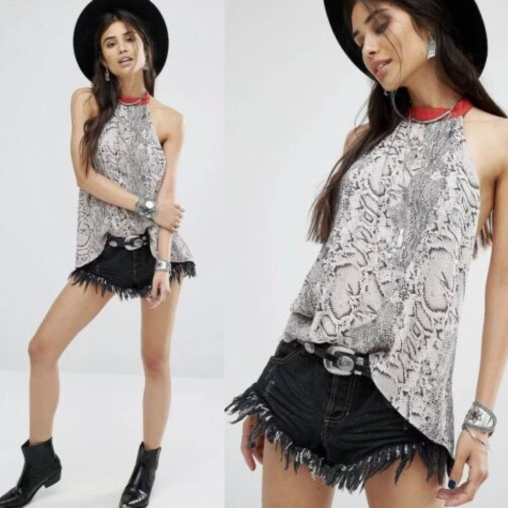 Free People Women's Snakeskin Printed Through The Night Tank S